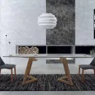 Uitschuifbare tafel tot 280 cm in glas en gefineerd hout – Eugrafo Viadurini