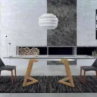 Uitschuifbare tafel tot 280 cm in glas en gefineerd hout – Eugrafo Viadurini