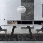 Uitschuifbare tafel tot 280 cm in glas en gefineerd hout – Eugrafo Viadurini