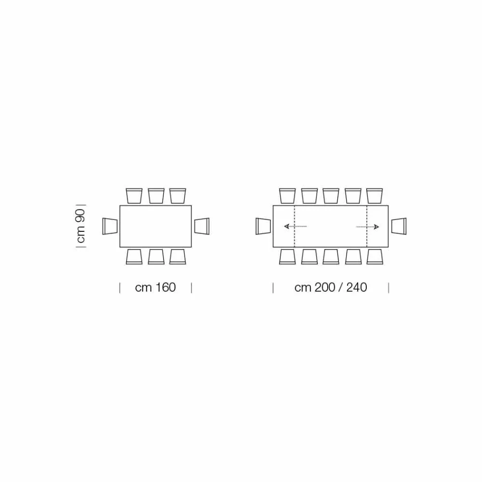 Uitschuifbare tafel tot 280 cm in glas en gefineerd hout – Eugrafo Viadurini