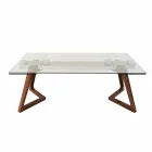 Uitschuifbare tafel tot 280 cm in glas en gefineerd hout – Eugrafo Viadurini