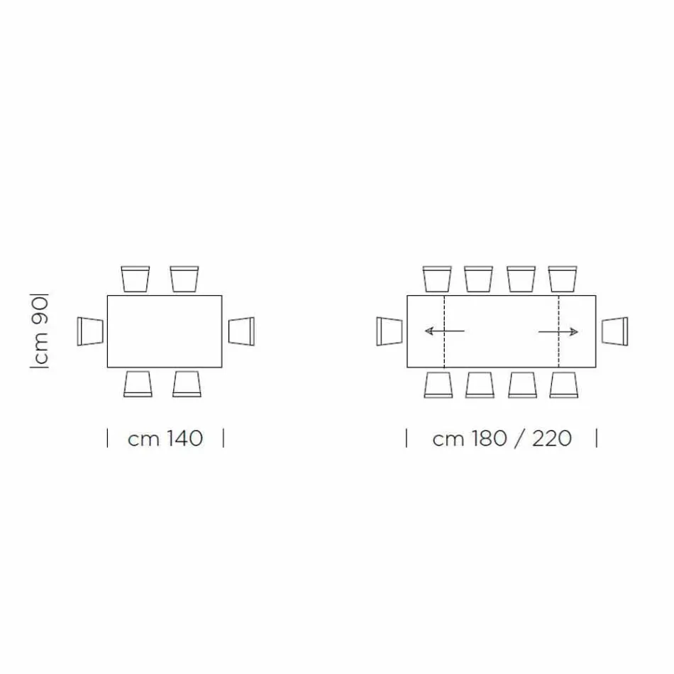 Uitschuifbare tafel tot 300 cm in Fenix en staal Made in Italy - Settimmio Viadurini