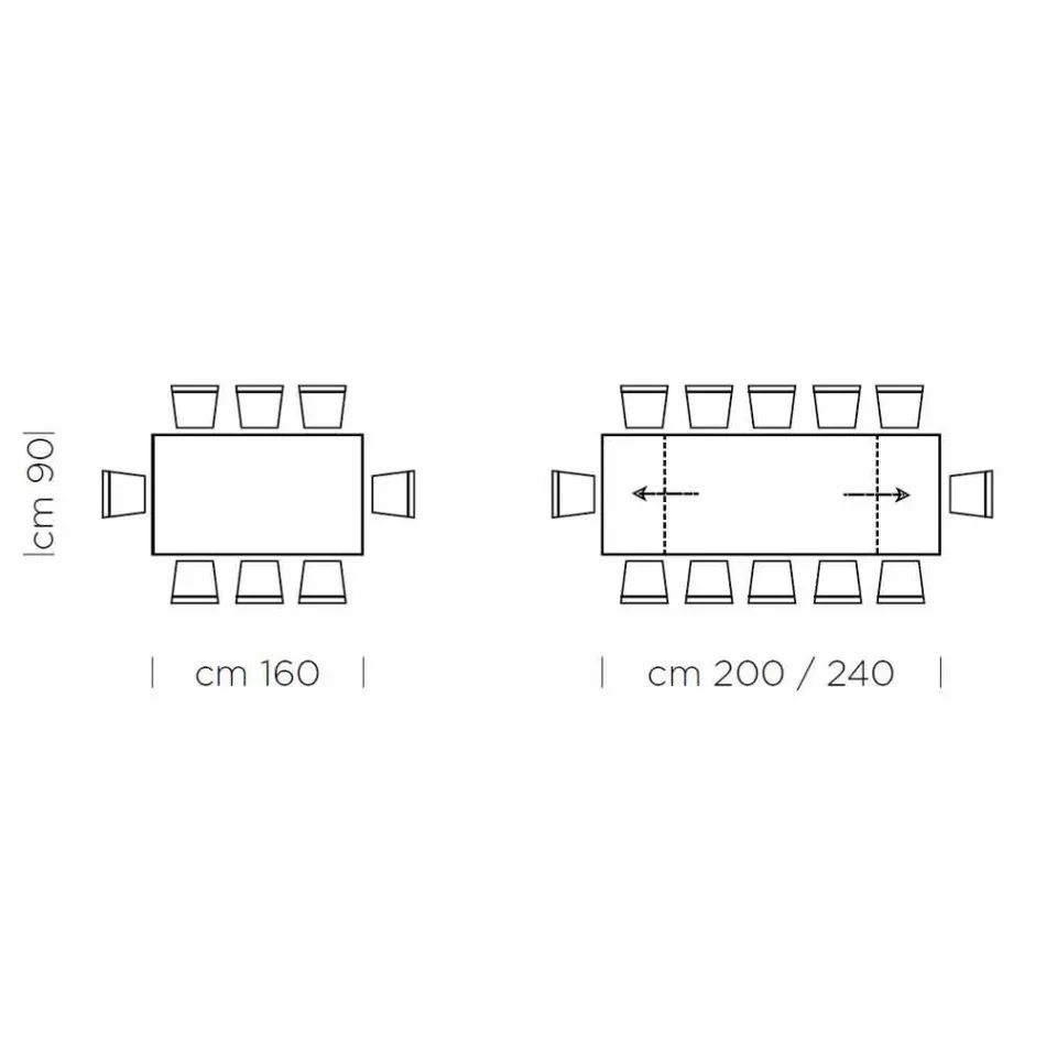 Uitschuifbare tafel tot 300 cm in Fenix en staal Made in Italy - Settimmio Viadurini