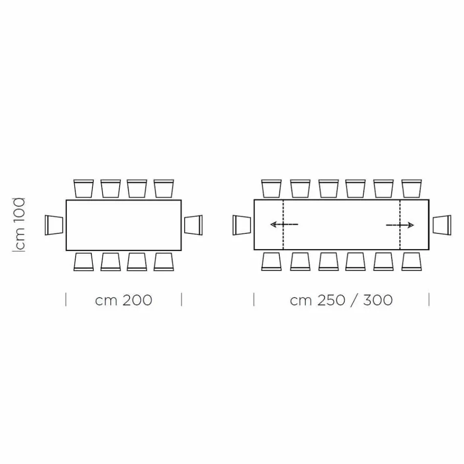 Uitschuifbare tafel tot 300 cm in Fenix en staal Made in Italy - Settimmio Viadurini