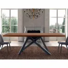 Uitschuifbare tafel tot 300 cm in hout en staal Made in Italy - Settimmio Viadurini