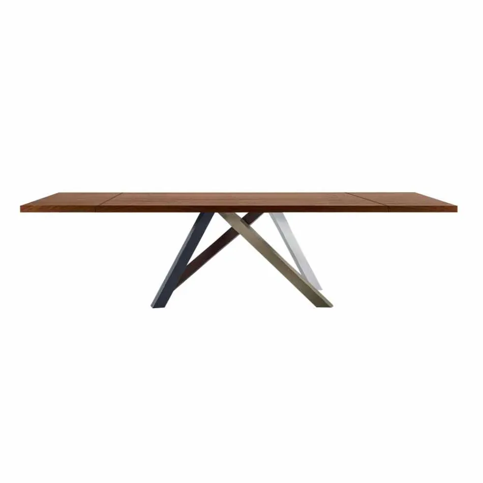Uitschuifbare tafel tot 300 cm in hout en staal Made in Italy - Settimmio Viadurini