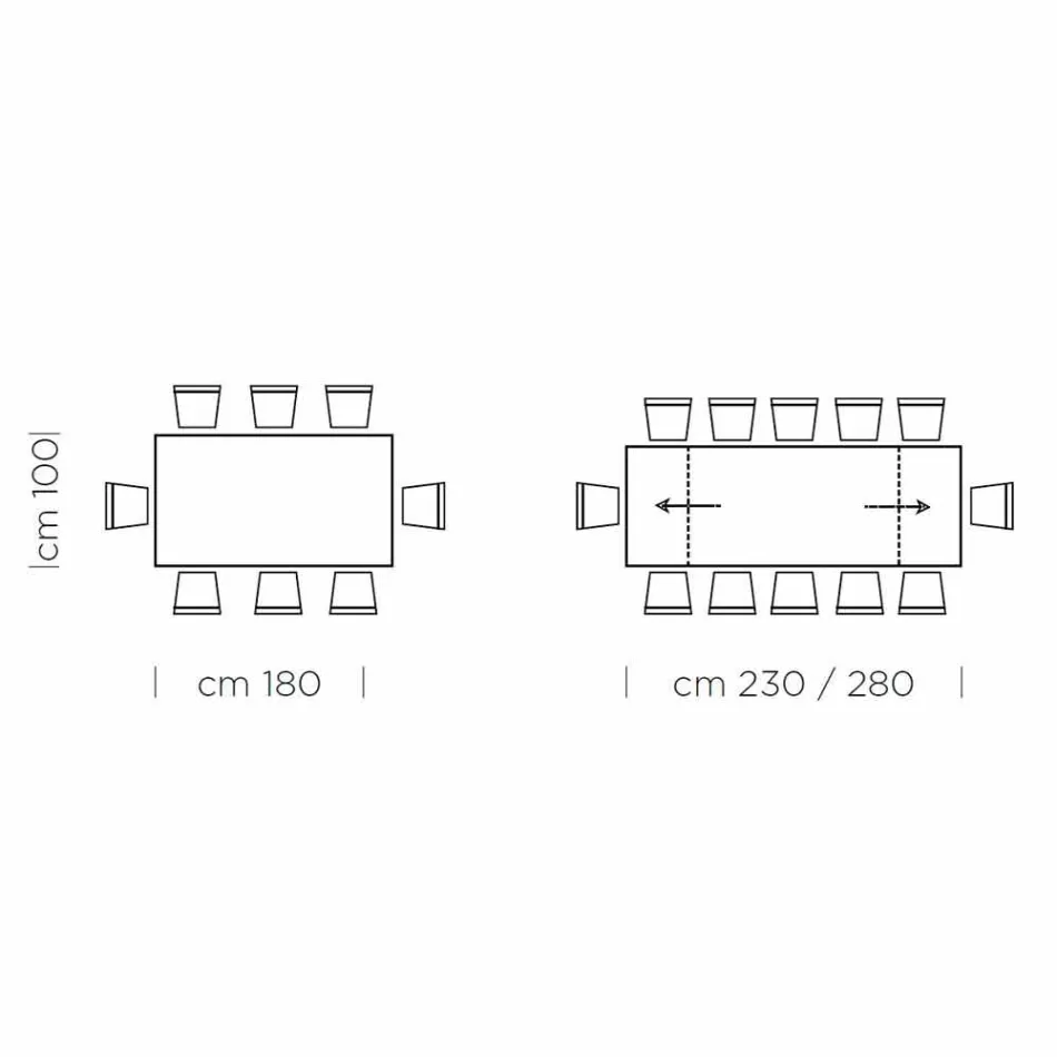 Uitschuifbare tafel tot 300 cm in hout en staal Made in Italy - Settimmio Viadurini