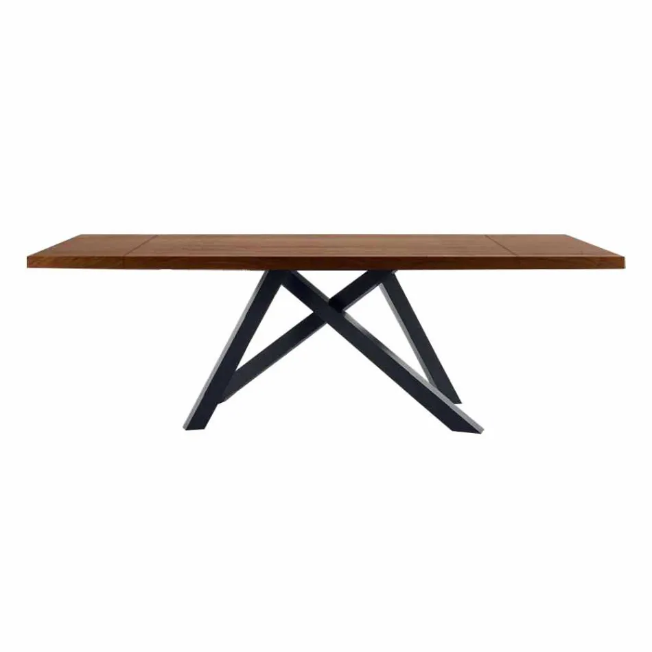 Uitschuifbare tafel tot 300 cm in hout en staal Made in Italy - Settimmio Viadurini