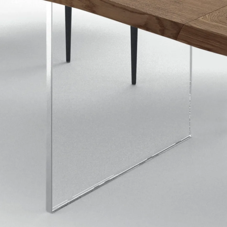 Uitschuifbare tafel tot 300 cm in gefineerd hout en glas - Scheur Viadurini