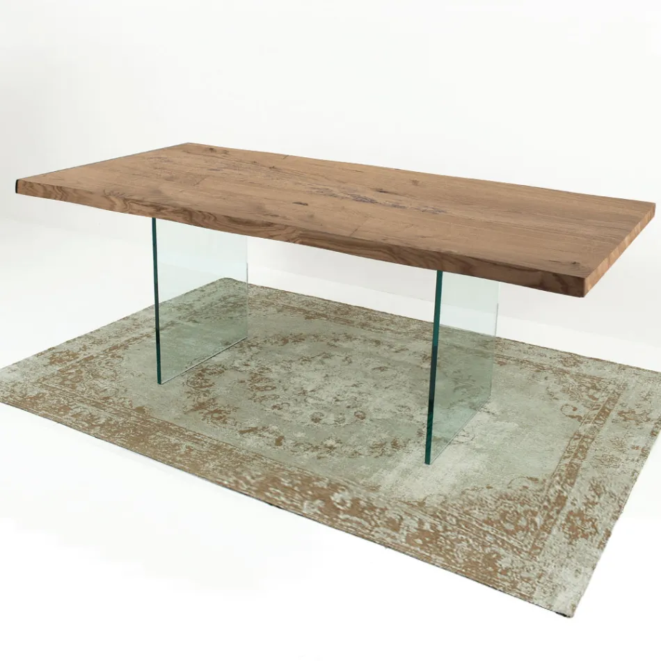 Uitschuifbare tafel tot 300 cm in gefineerd hout en glas - Scheur Viadurini