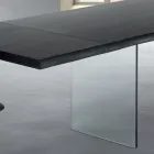 Uitschuifbare tafel tot 300 cm in gefineerd hout en glas - Scheur Viadurini