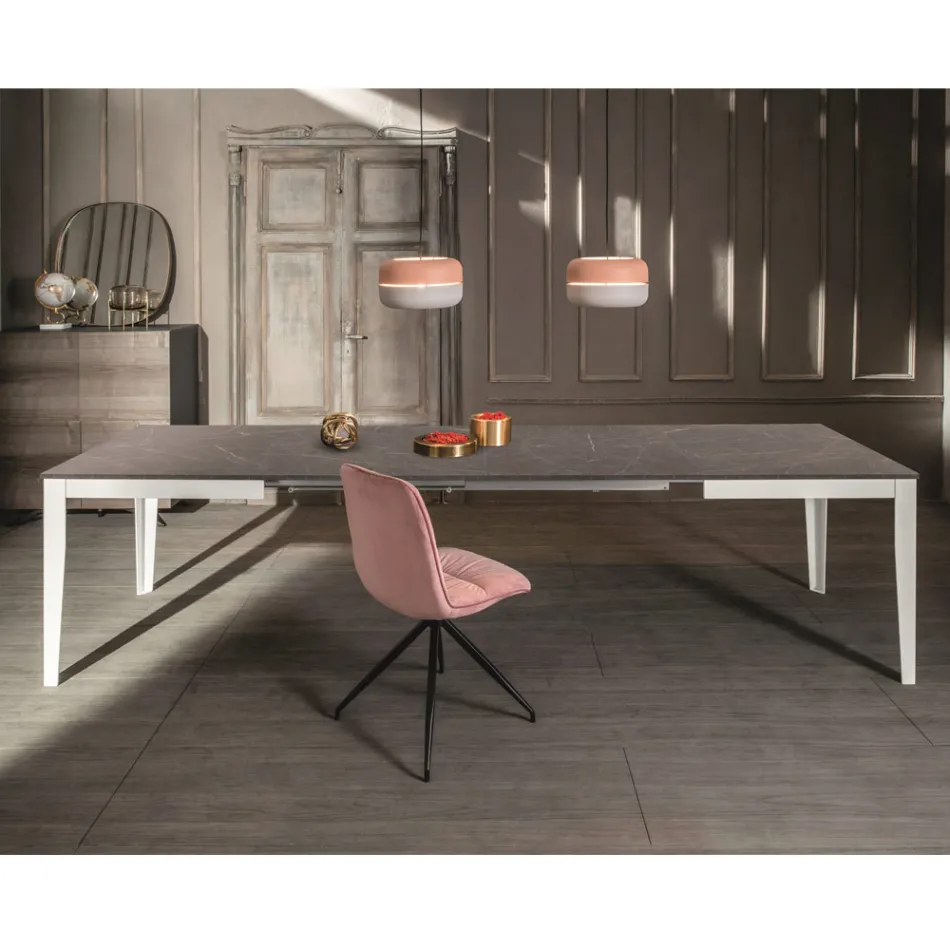 Uitschuifbare tafel tot 316 cm in melamine en metalen onderstel - Wierook Viadurini