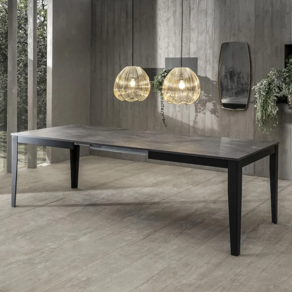 Uitschuifbare tafel tot 316 cm in melamine en metalen onderstel - Wierook Viadurini