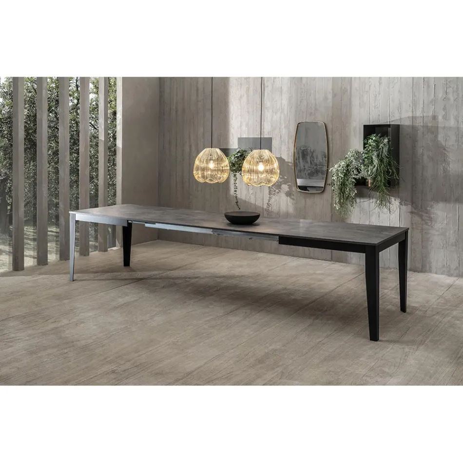 Uitschuifbare tafel tot 316 cm in melamine en metalen onderstel - Wierook Viadurini