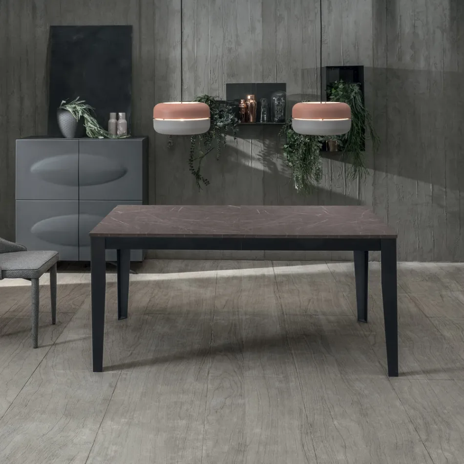 Uitschuifbare tafel tot 316 cm in melamine en metalen onderstel - wierook Viadurini