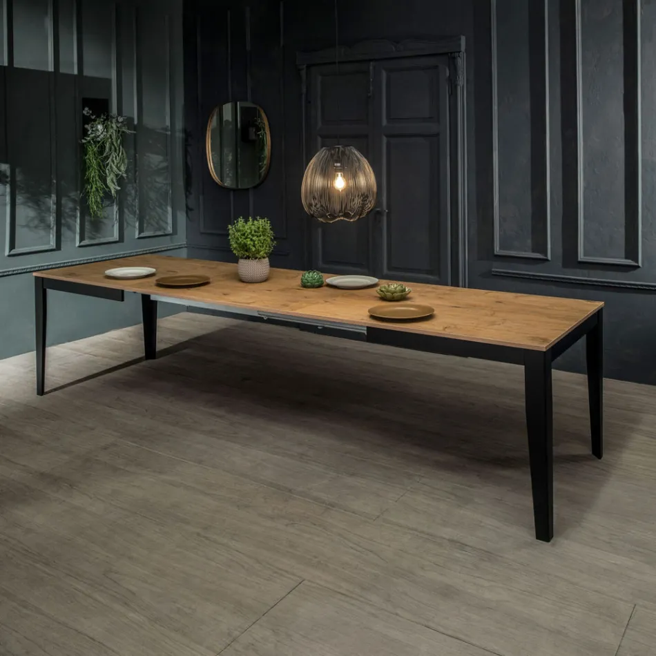 Uitschuifbare tafel tot 316 cm in melamine en metalen onderstel - Wierook Viadurini