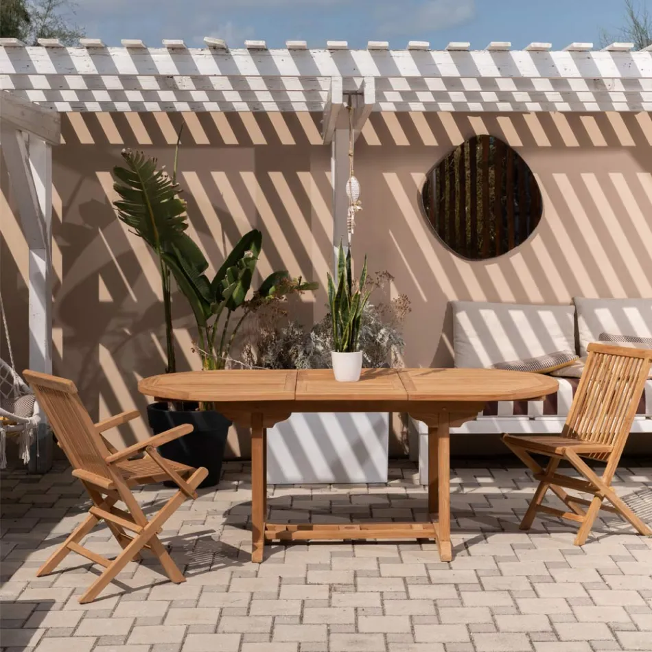 Uitschuifbare tuintafel in teakhout in verschillende maten - Yggdrasil Viadurini
