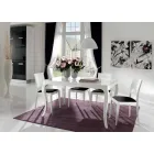 Uitschuifbare tafel tot 350 cm in glanzend wit Tanganika Walnoot, Leomas Viadurini