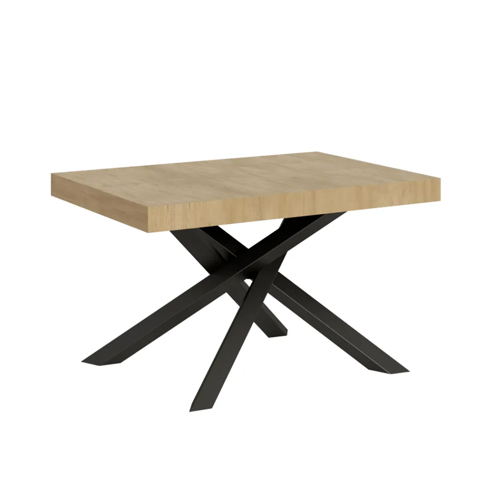 Uitschuifbare tafel tot 440 cm in antraciet ijzer en hout Made in Italy - Graffo Viadurini