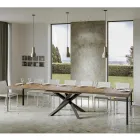 Uitschuifbare tafel tot 440 cm in antraciet ijzer en hout Made in Italy - Graffo Viadurini