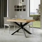 Uitschuifbare tafel tot 440 cm in antraciet ijzer en hout Made in Italy - Graffo Viadurini