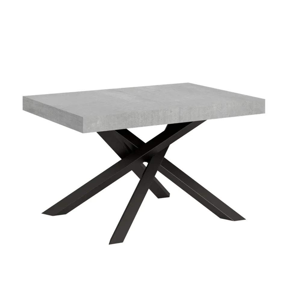 Uitschuifbare tafel tot 440 cm in antraciet ijzer en hout Made in Italy - Graffo Viadurini