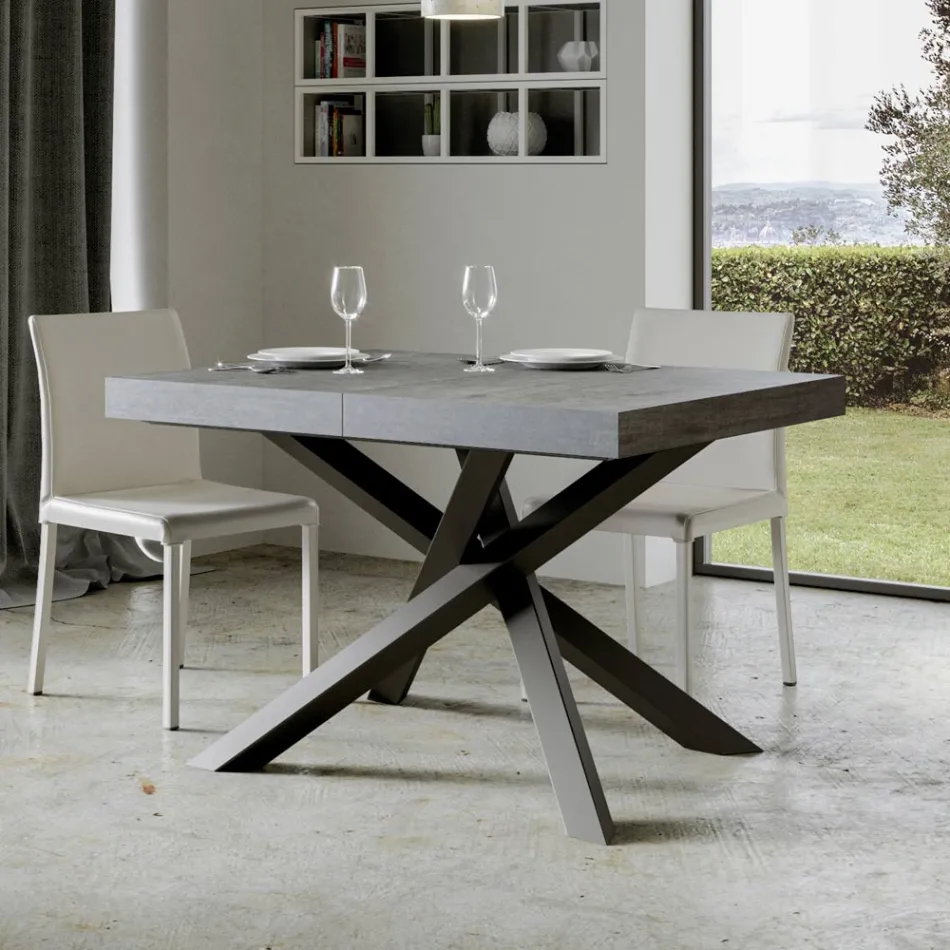 Uitschuifbare tafel tot 440 cm in antraciet ijzer en hout Made in Italy - Graffo Viadurini