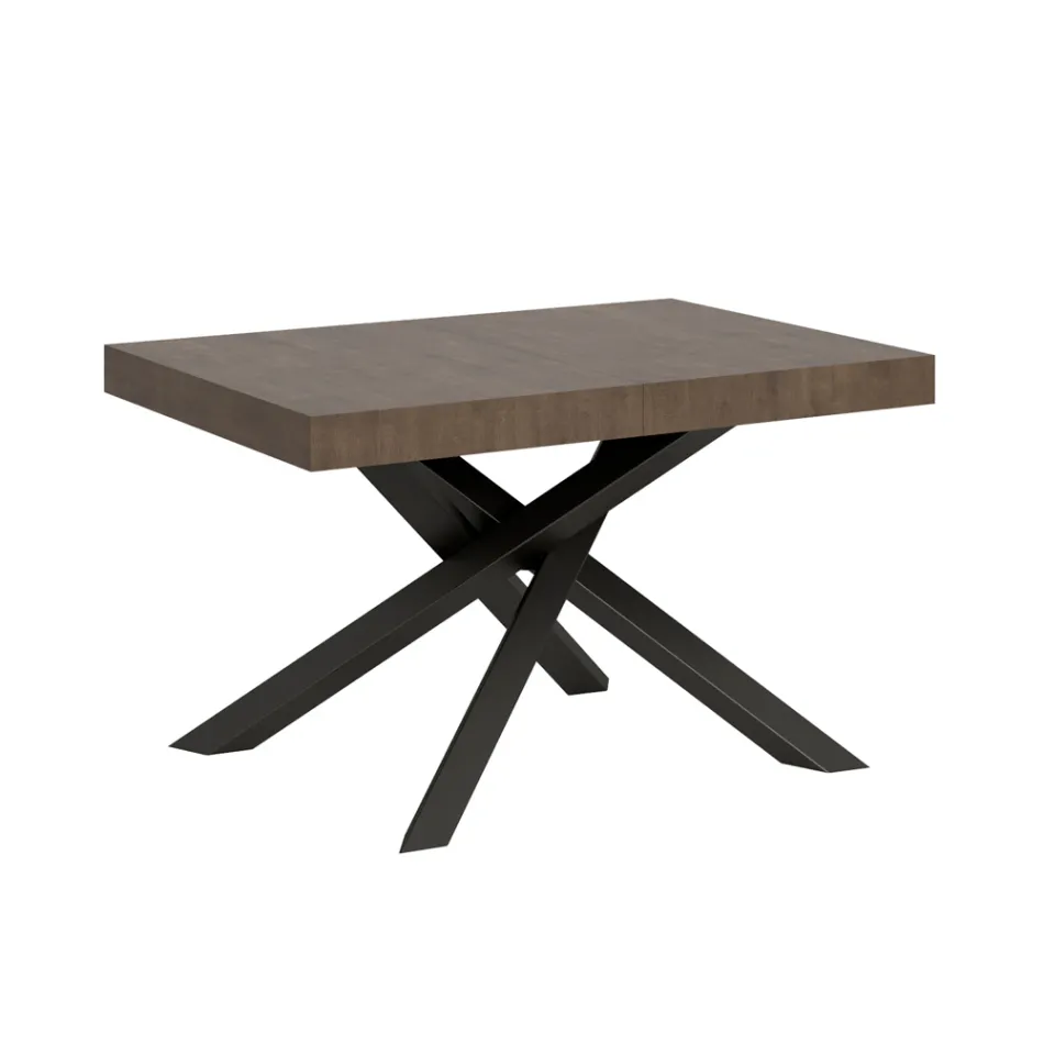 Uitschuifbare tafel tot 440 cm in antraciet ijzer en hout Made in Italy - Graffo Viadurini