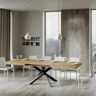 Uitschuifbare tafel tot 440 cm in antraciet ijzer en hout Made in Italy - Graffo Viadurini