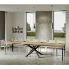 Uitschuifbare tafel tot 440 cm in antraciet ijzer en hout Made in Italy - Graffo Viadurini