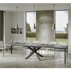 Uitschuifbare tafel tot 440 cm in antraciet ijzer en hout Made in Italy - Graffo Viadurini