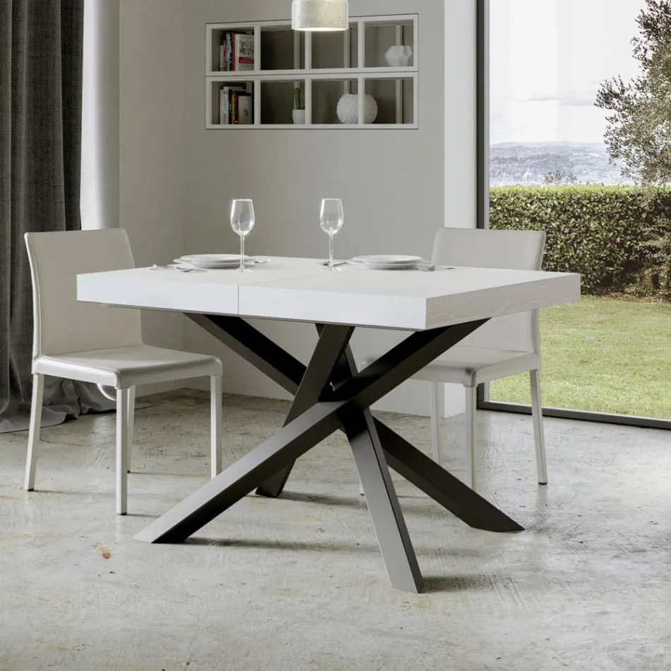 Uitschuifbare tafel tot 440 cm in antraciet ijzer en hout Made in Italy - Graffo Viadurini