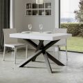 Uitschuifbare tafel tot 440 cm in antraciet ijzer en hout Made in Italy - Graffo