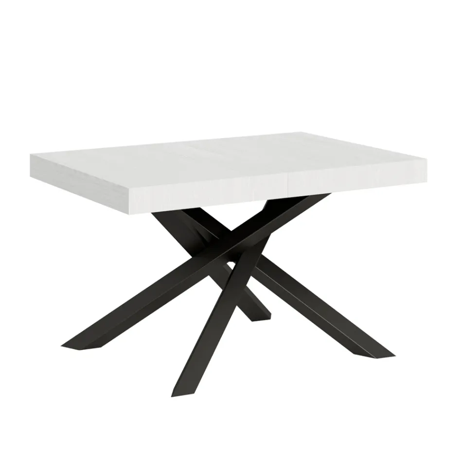 Uitschuifbare tafel tot 440 cm in antraciet ijzer en hout Made in Italy - Graffo Viadurini