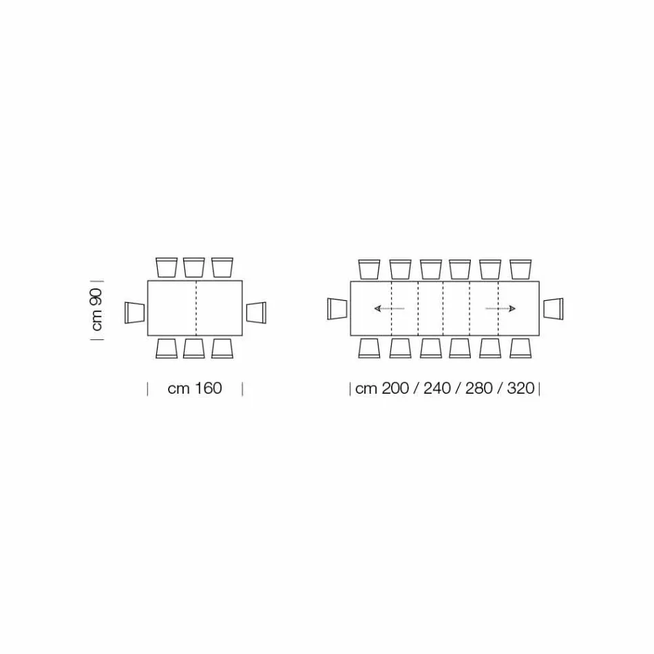 Uitschuifbare tafel tot 470 cm van Made in Italy gefineerd hout – Gordito Viadurini