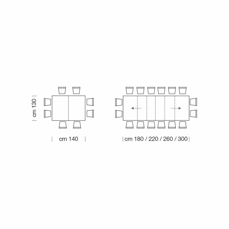 Uitschuifbare tafel tot 470 cm van Made in Italy gefineerd hout – Gordito Viadurini