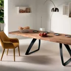 Extensible tafel gefineerd eiken en metaal Travis Viadurini