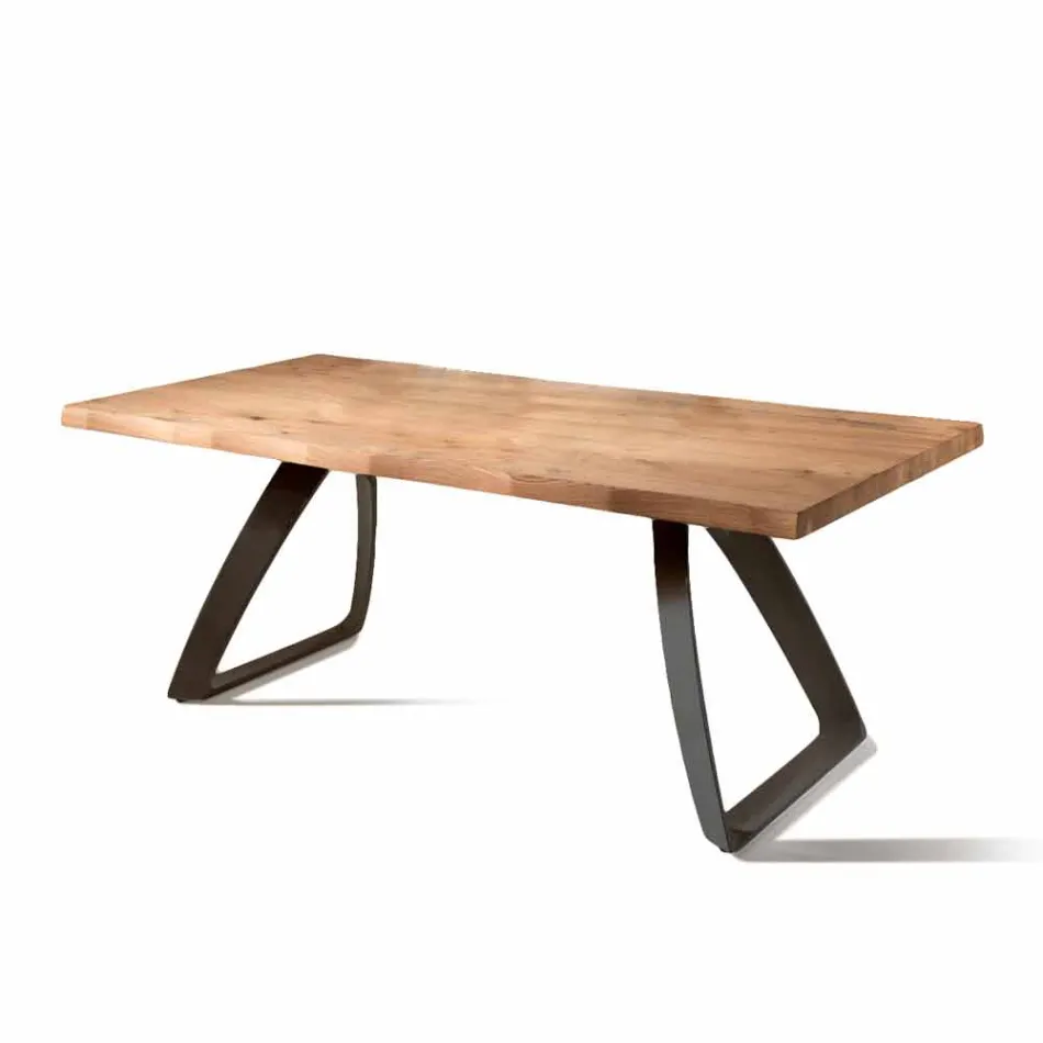 Extensible tafel gefineerd eiken en metaal Travis Viadurini