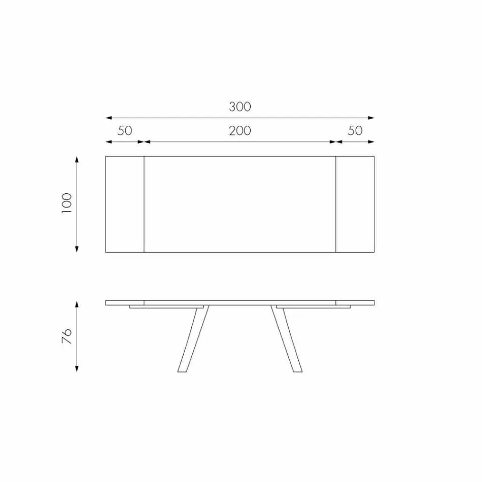 Uitschuifbare eikenfineertafel en Travis black metal Viadurini