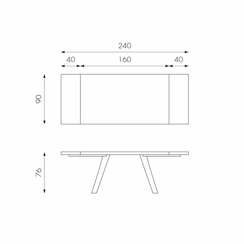 Uitschuifbare eikenfineertafel en Travis black metal Viadurini