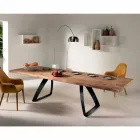 Extensible tafel gefineerd eiken en metaal Travis Viadurini