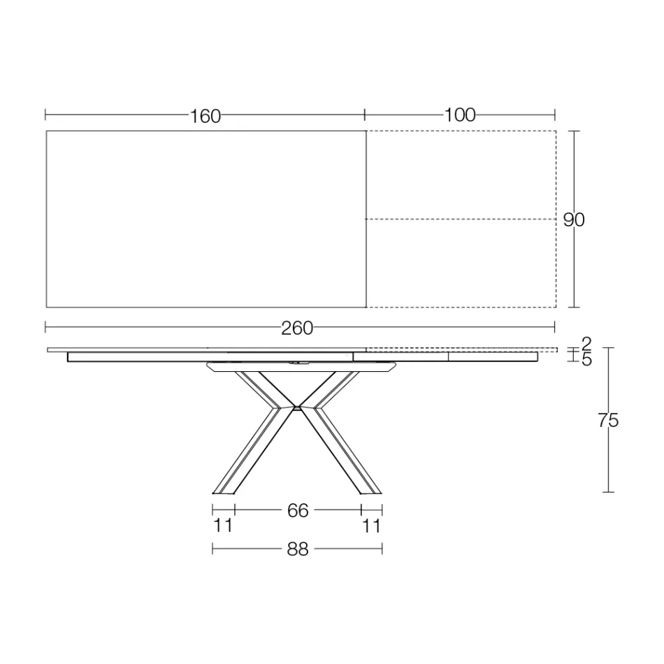 Uitschuifbare tafel in gepolijst Calacatta zwart keramiek Starlit - Balia Viadurini