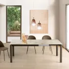 Uitschuifbare tafel in twee maten, van metaal en marmerlook steen - Morfeo Viadurini