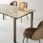 Uitschuifbare tafel in twee maten, van metaal en marmerlook steen - Morfeo Viadurini
