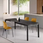 Uitschuifbare tafel in twee maten, van metaal en marmerlook steen - Morfeo Viadurini