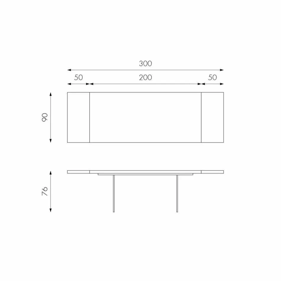 Uitschuifbare tafel in eikenfineer met Nico glazen poten Viadurini