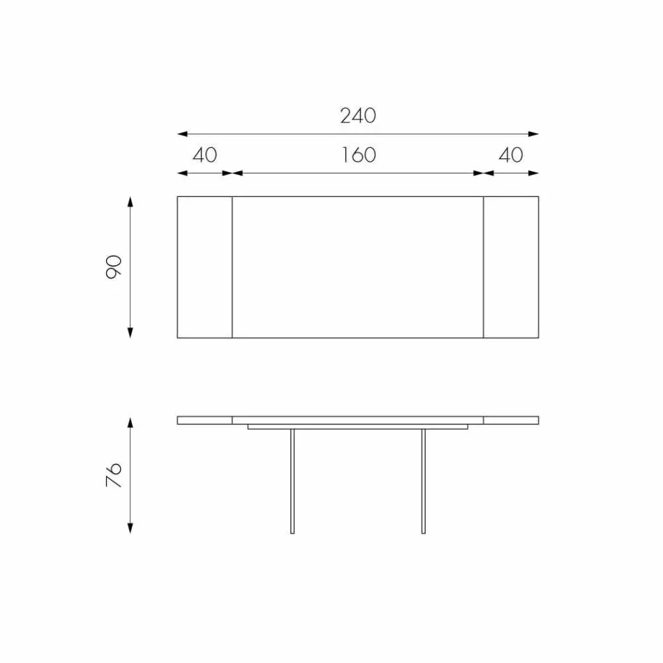 Uitschuifbare tafel in eikenfineer met Nico glazen poten Viadurini