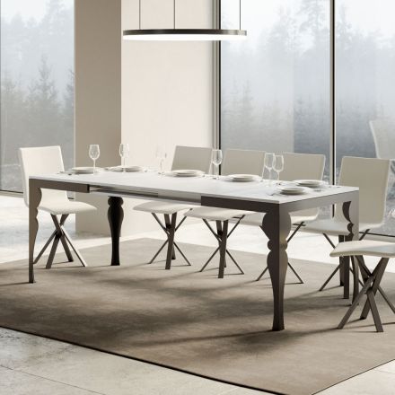 Uitschuifbare tafel in melaminehout en antraciet ijzeren onderblad - Sassone Viadurini