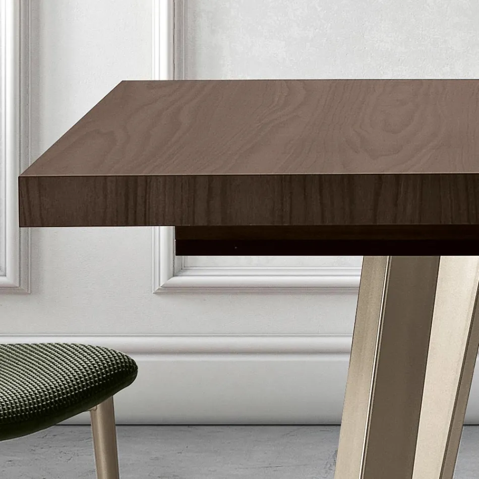 Uitschuifbare melaminetafel in 2 verschillende afwerkingen Made in Italy - Tecna Viadurini