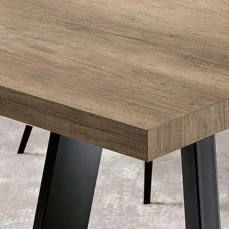 Uitschuifbare melaminetafel in 2 verschillende afwerkingen Made in Italy - Tecna Viadurini
